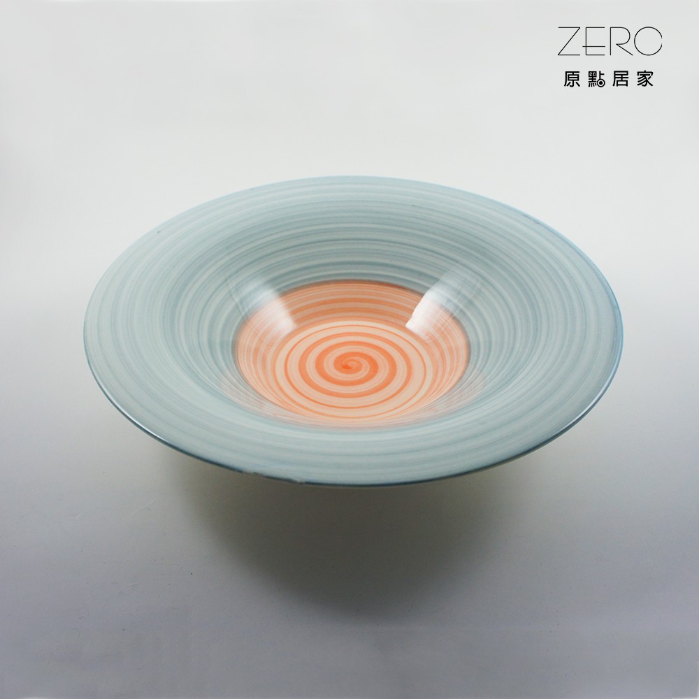 原點居家創意彩虹陶瓷深盤 日韓風格 家用菜盤湯碗 手繪陶瓷深盤(2色任選)