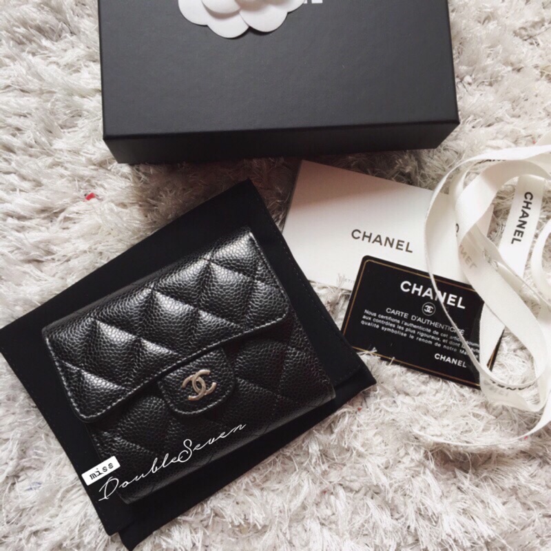 Chanel 經典菱格短夾牛皮荔枝紋短夾金釦銀釦 現貨 預購 蝦皮購物