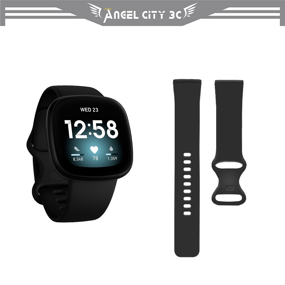 AC【矽膠錶帶】Fitbit Versa 3 4 sense 1 2 錶帶寬度 23mm 運動手環 手錶 替換 純色腕帶