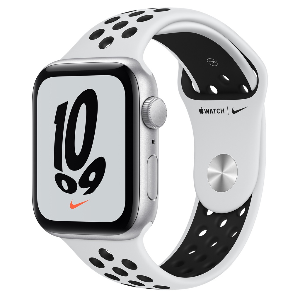 Apple Watch SE Nike+ GPS ，44mm鋁金屬錶殼Pure Platinum 配 Nike運動型錶帶