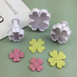 臺灣現貨 3pcs四瓣花按壓式家用工具套裝創意廚房烘焙用品塑膠翻糖蛋糕diy用具（庫）