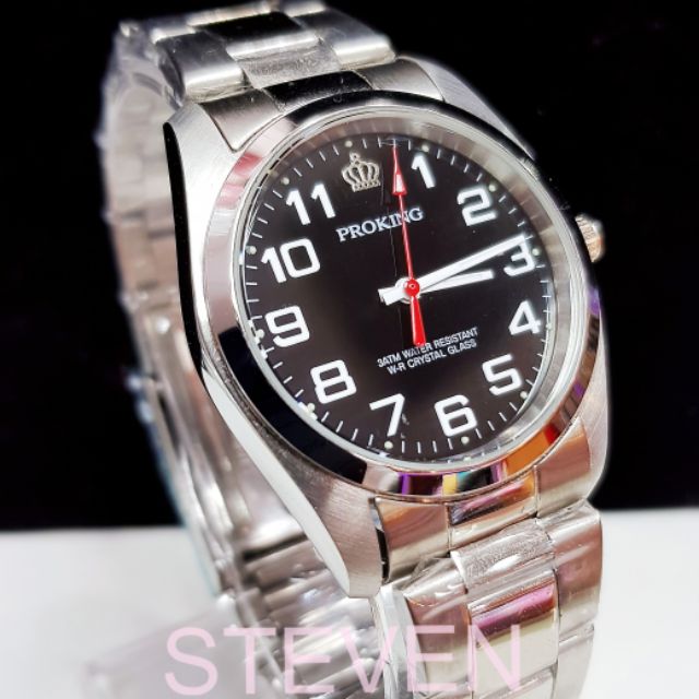 現貨 台灣品牌 Proking皇冠手錶 日本機芯 大數字 刻度清楚 不鏽鋼錶帶 防水錶 經典復古款 考試錶 男錶女錶對錶