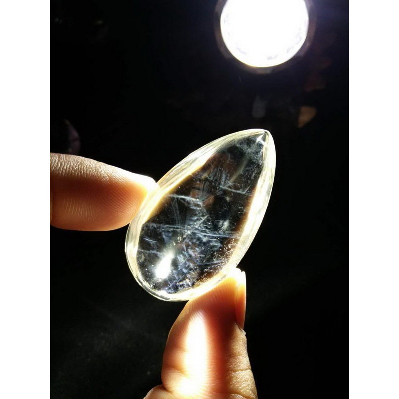 [Disk水晶][天使的羽毛]激光料 藍針水晶墜(41x23x18mm)HN-40