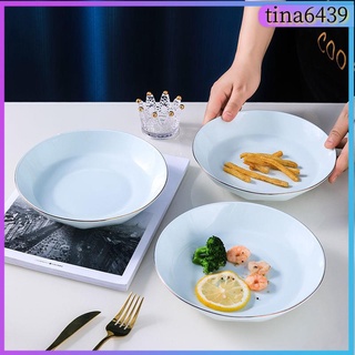陶瓷碗 早餐碗盤 盤子套裝 家用北歐風輕奢陶瓷碟子個性菜盤餐具創意網紅早餐盤子 沙拉碗碟子西餐盤 餐具碗碟套裝