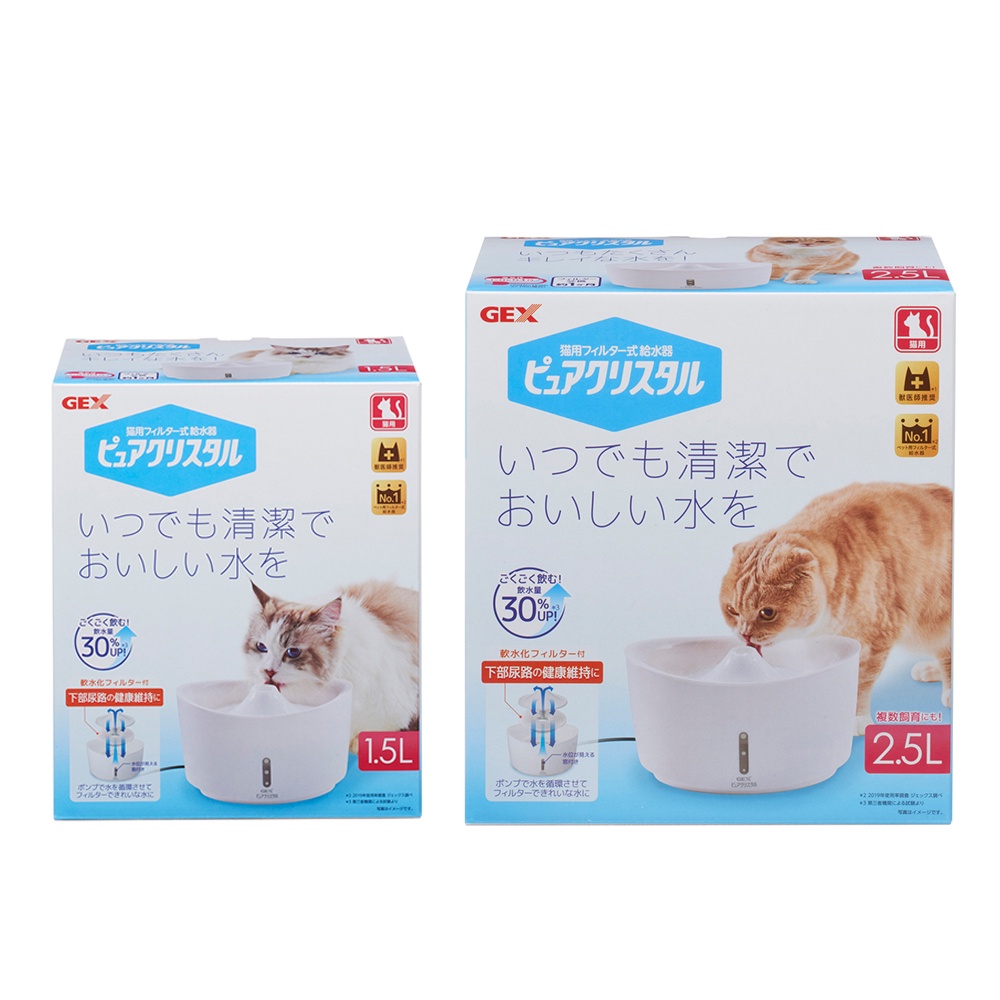 【GEX】視窗型貓用飲水機 1.5L/2.5L 白色
