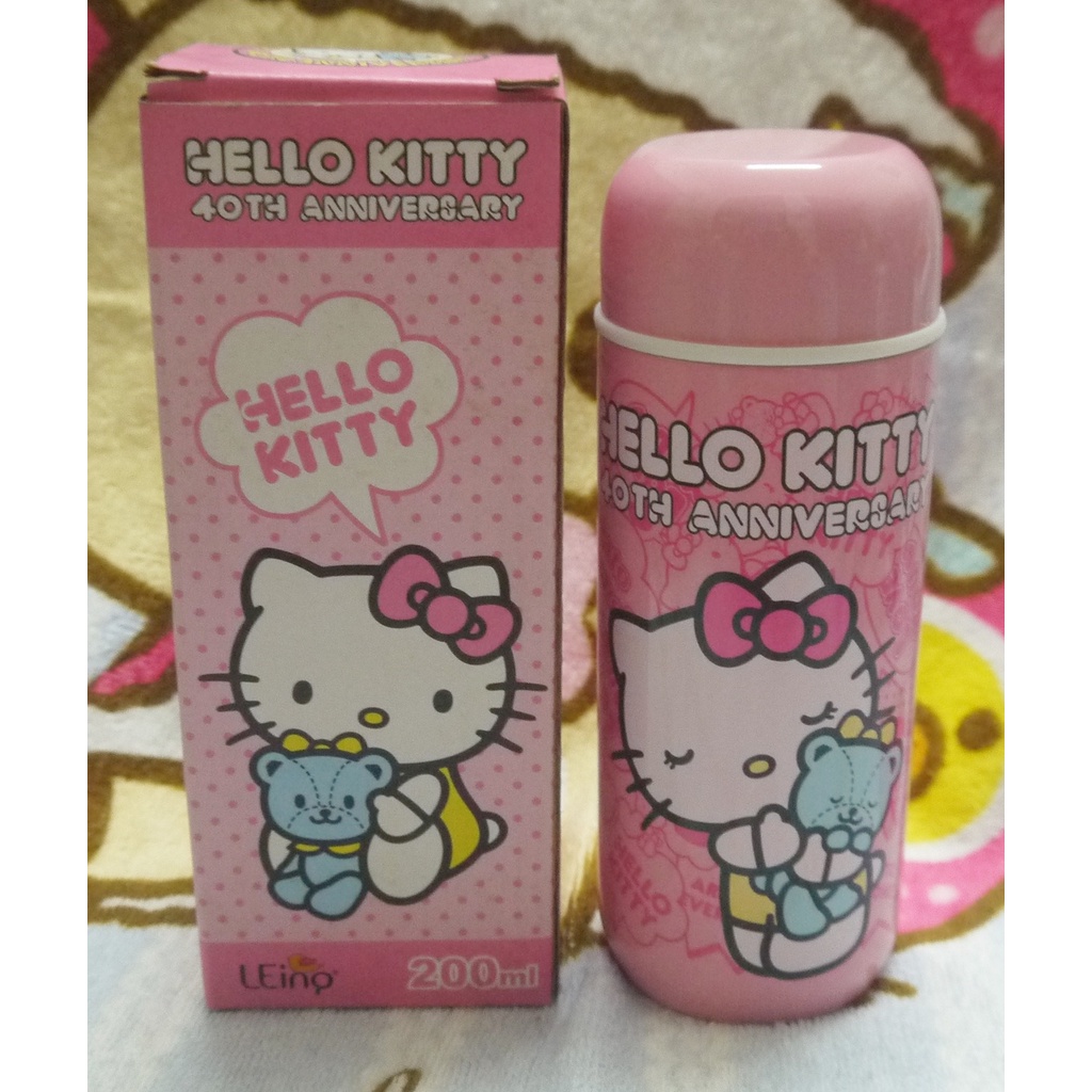 正版﹝Sanrio﹞ 授權※Hello Kitty凱蒂貓※粉紅色【kitty抱小熊圖案】保溫瓶/保溫杯(200ML)