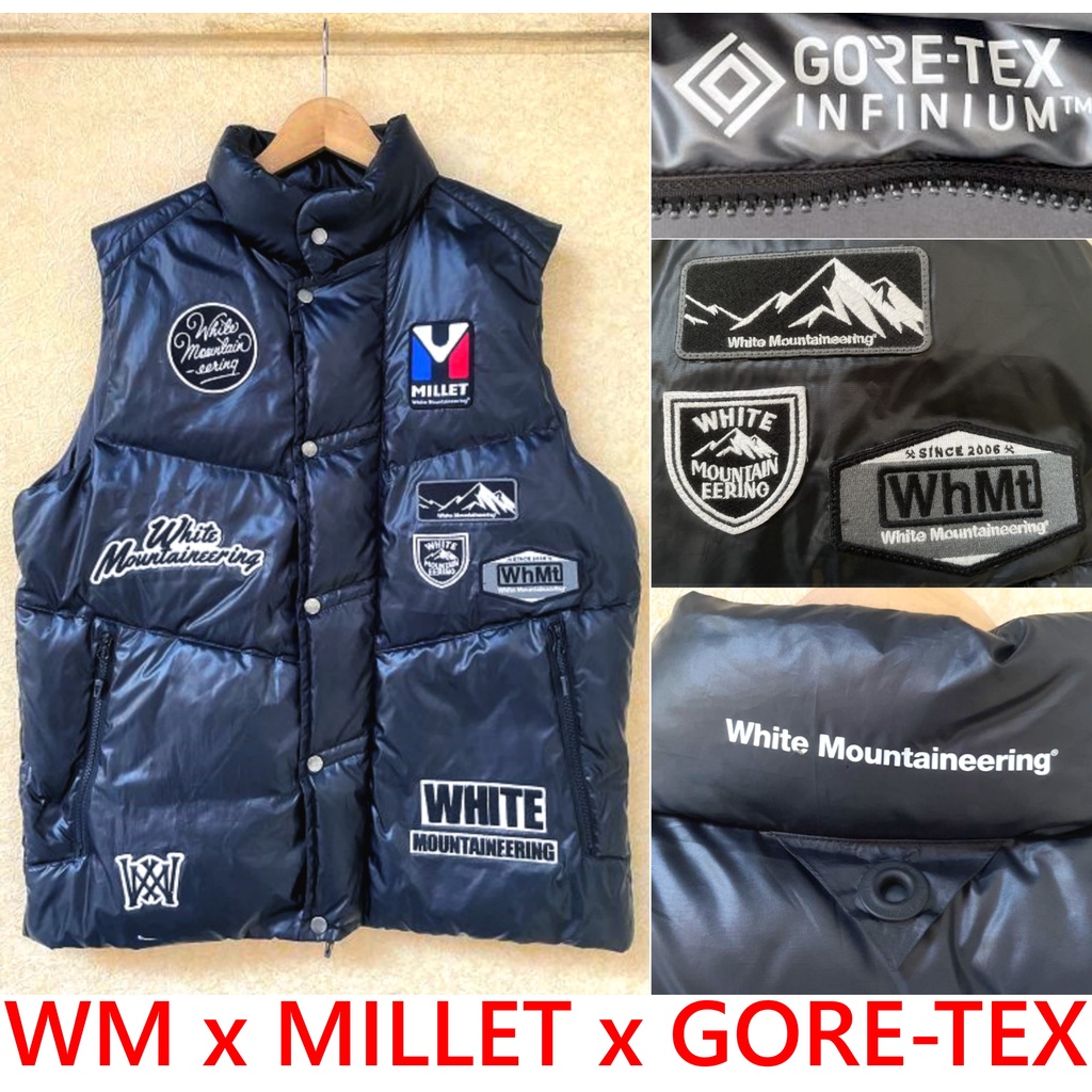 BLACK近全新WHITE MOUNTAINEERING x MILLET x GORE-TEX刺繡貼布羽絨背心