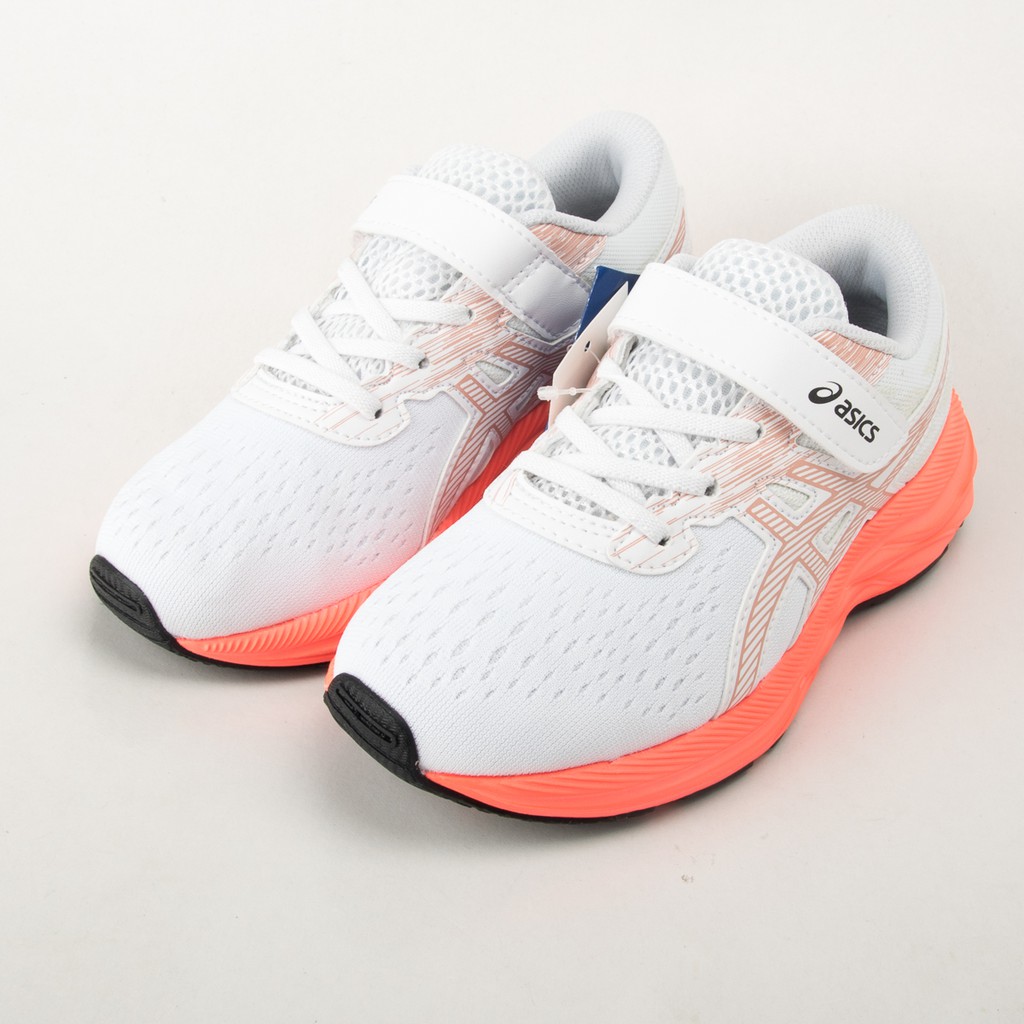 Asics  CONTEND 7 PS 兒童 黏扣 慢跑鞋-白/橘 1014A101-100  現貨  零碼出清