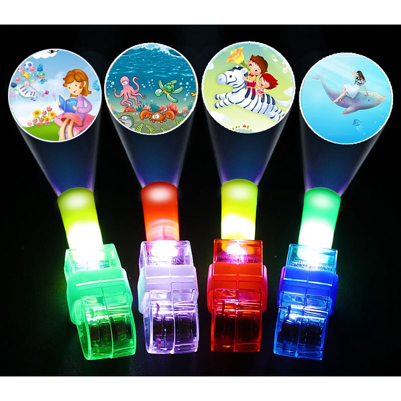 卡通手指投影燈手指燈環形燈led兒童發光玩具