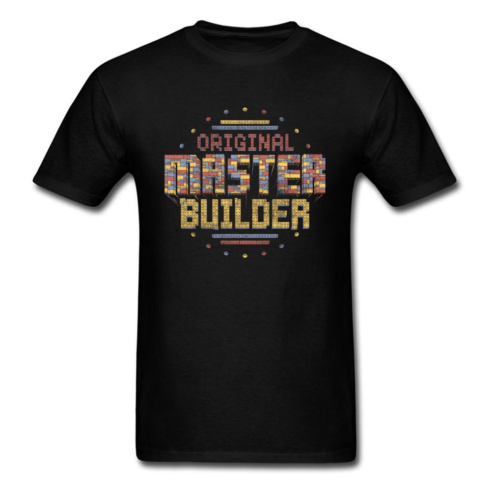 Original Master Builder T 恤復古遊戲男士純棉搞笑夏季衣服 80 年代黑色上衣 3D 字母 T