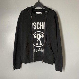 MOSCHINO 主線 黑白拼接logo印花連帽T