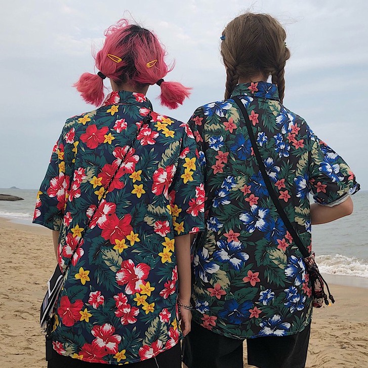 【K-2】夏日風情 兩款 滿版 碎花 海灘風 夏威夷系列 短袖襯衫 男女不拘 花襯衫