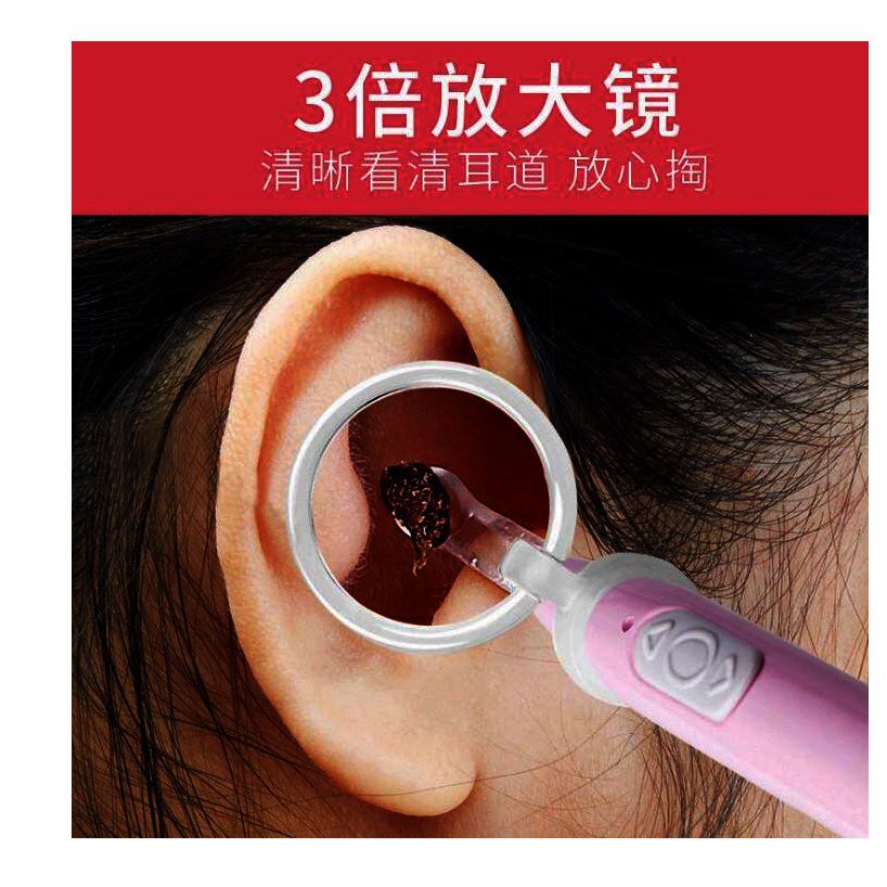 3倍放大鏡單入賣  發光耳勺耳夾適用 挖耳輔助工具 便攜可旋轉掏耳朵