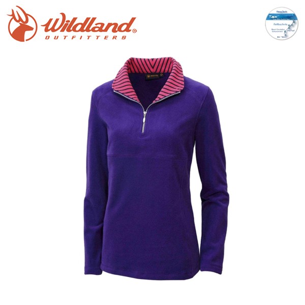 【Wildland 荒野 女 彈性奈米銀PILE衣《紫》】0A12501/運動上衣/長袖刷毛/抗靜電/透氣快乾/悠遊山水