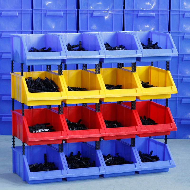 【優選現貨】✕◎斜口分類收納零件盒 組合式物料盒 元件盒 塑料盒 螺絲物料箱 貨架 工具箱