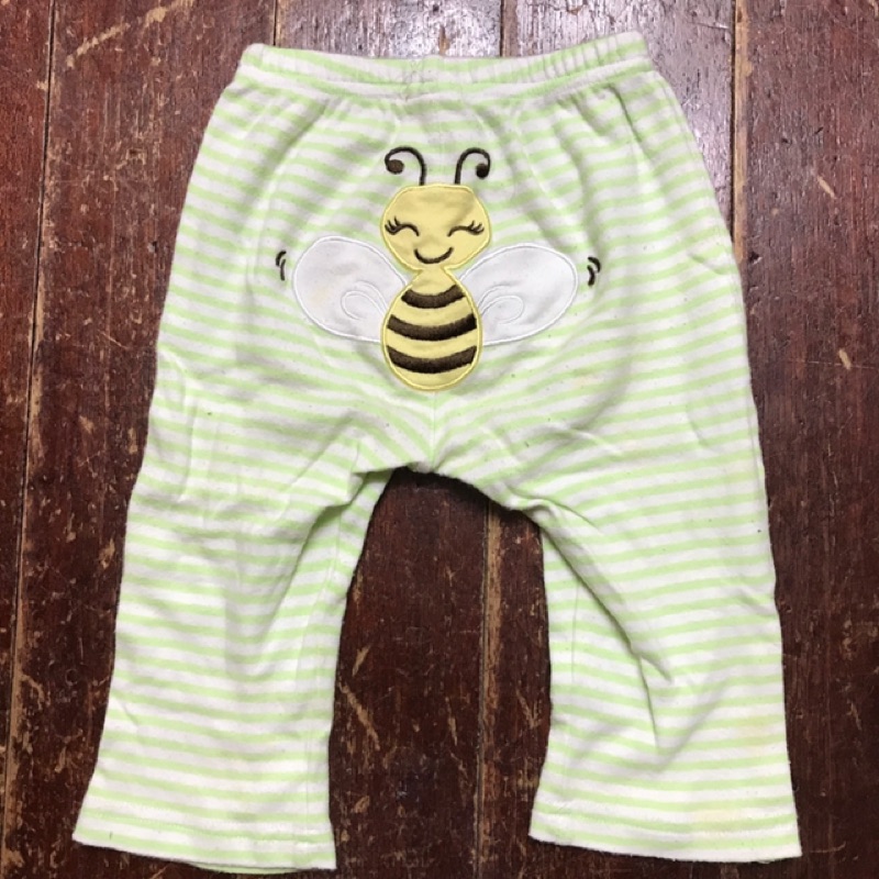 二手mon and bab 12m綠色蜜蜂長褲（編號3-164）