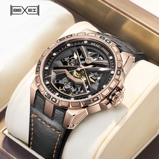德國BEXEI貝克斯機械錶/藍寶石鏡面/自動錶/鏤空透底/矽膠橡膠錶帶/瑞士錶/陀飛輪/瑞士AHCI認證獨立製表品牌