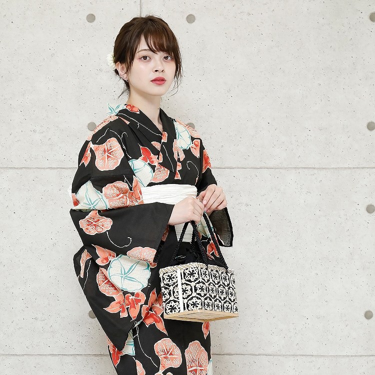 01日本棉麻和服浴衣腰部折疊傳統款式牽牛花 蝦皮購物