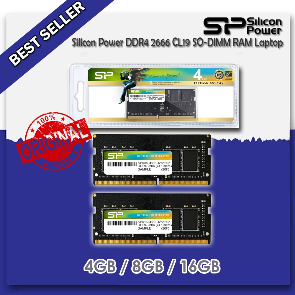 Silicon Power DDR4 2666 4GB 8GB 16GB CL19 SO-DIMM RAM 筆記本電腦