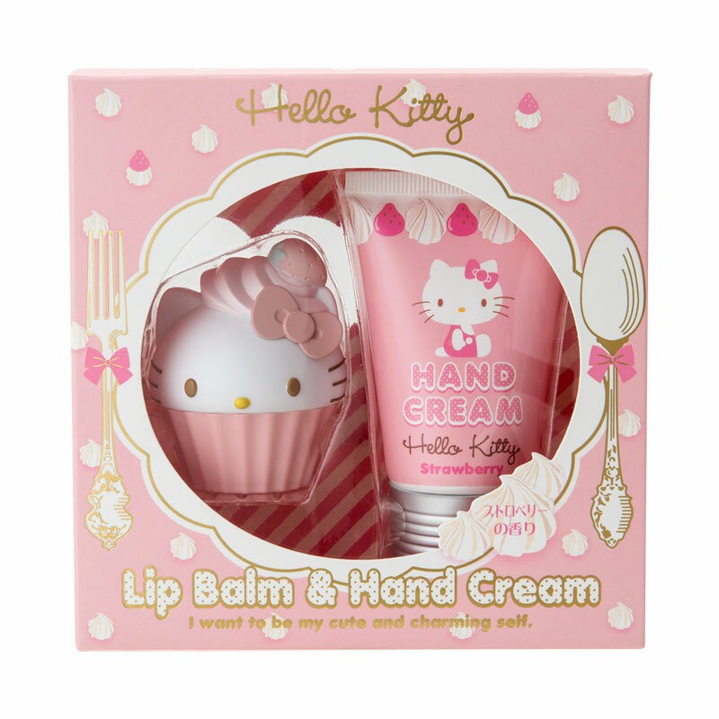 哇哈哈日本代購 現貨 三麗鷗 Hello Kitty 凱蒂貓 甜點 護唇球護手霜組 草莓香味