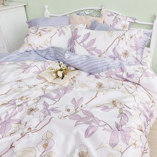 戀家小舖 台灣製床包 單人床包 床單 紫韻 100%天絲 床包枕套組 40支天絲