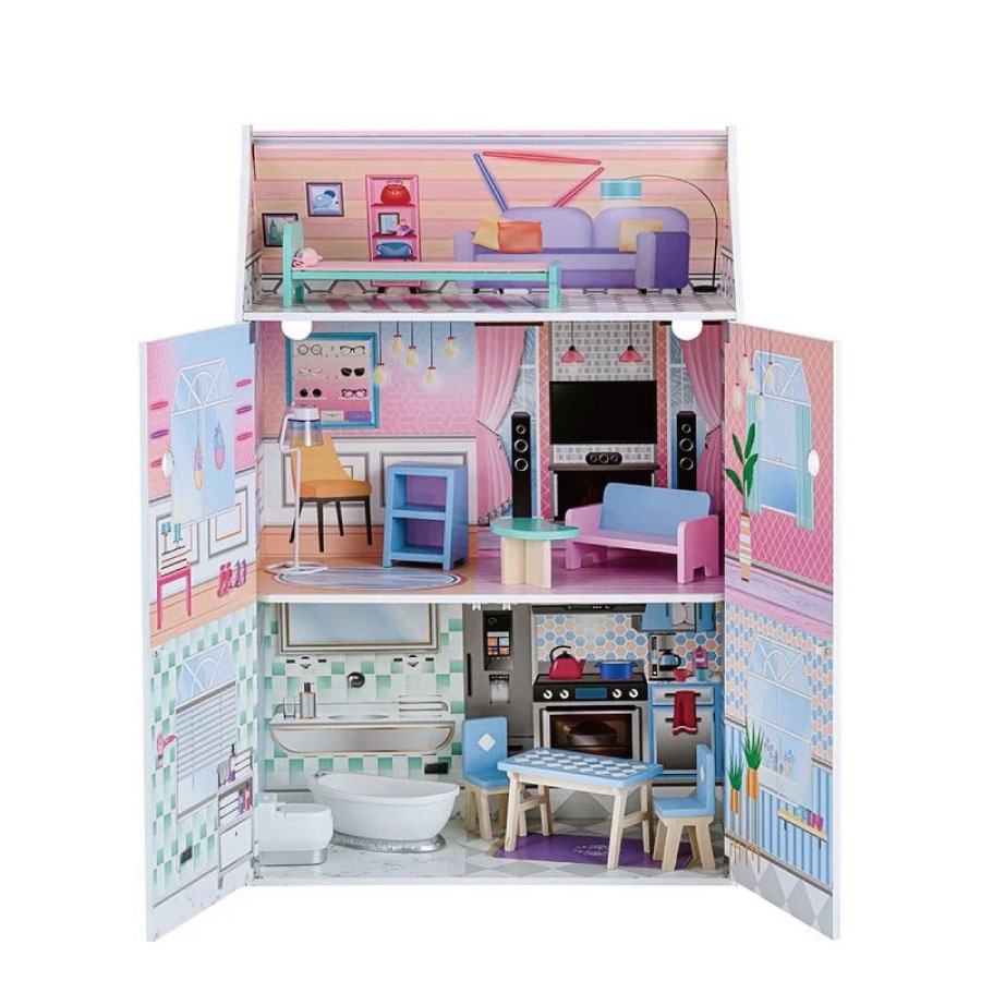 Teamson 夢幻玻璃奇境豪宅木製芭比娃娃屋 (附10家具配件)(原價$6980) ToysRUs玩具反斗城