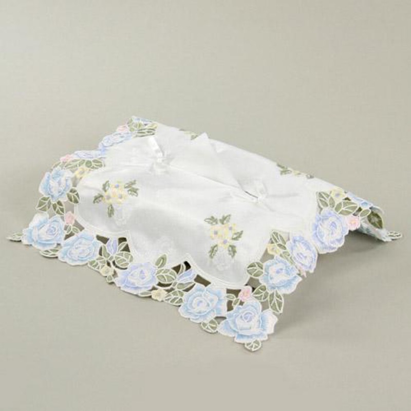 日本🌹現貨 浪漫藍玫瑰 蕾絲 刺繡精緻 衛生紙套 面紙套 刺繡 衛生紙 衛生紙盒 蕾絲 藍色玫瑰 居家裝飾 面紙