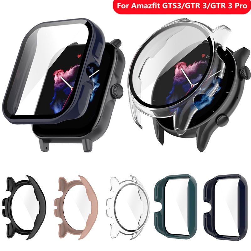 外殼+玻璃蓋適用於華米 amazfit GTS3/GTR3/GTR3 Pro PC 磨砂外殼保護保險槓外殼手錶配件