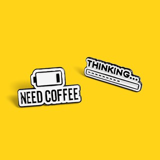 ☕咖啡思維☕能量 胸針 別針 徽章 胸章 思考 進度 need coffee 電池 充電 咖啡 創意