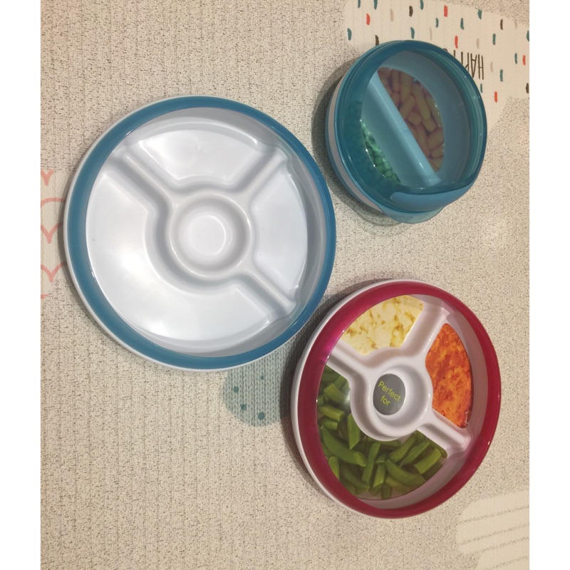 美國 oxo 兒童防漏餐具 餐盤組 紅色 藍色 防滑 分隔盤