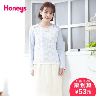 日本品牌Honeys春裝優雅蕾絲針織衫附全新珍珠裝飾