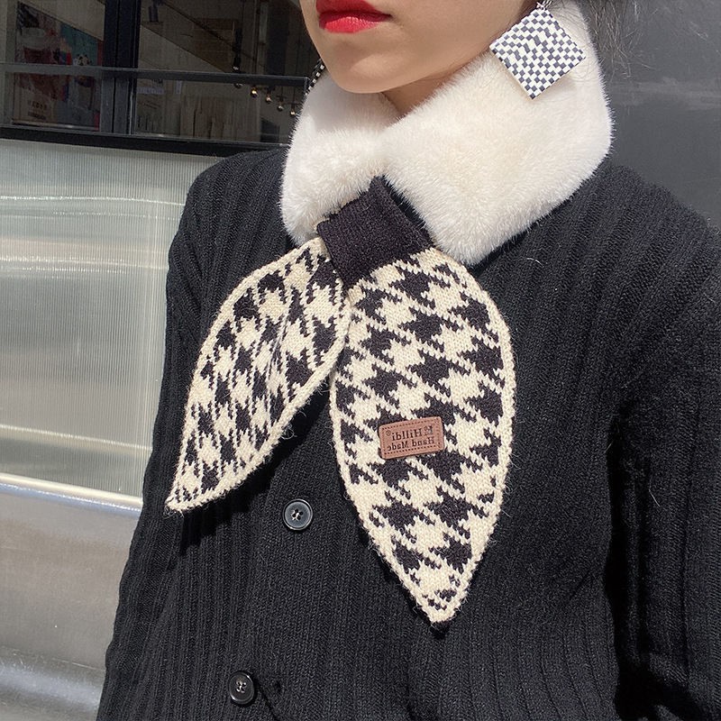 Ladnc 圍巾女冬季韓版女毛毛絨日系甜美加厚保暖秋冬學生仿兔毛圍脖百搭 蝦皮購物