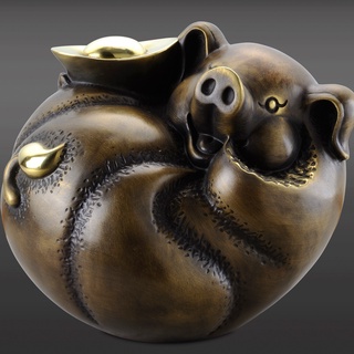 雕塑大師羅廣維【珍寶】豬銅雕-限量168個 附原作証明