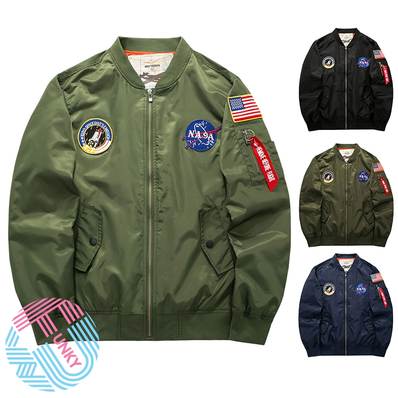 男士夾克 NASA Ma-1 飛行員夾克男士休閒大碼夾克
