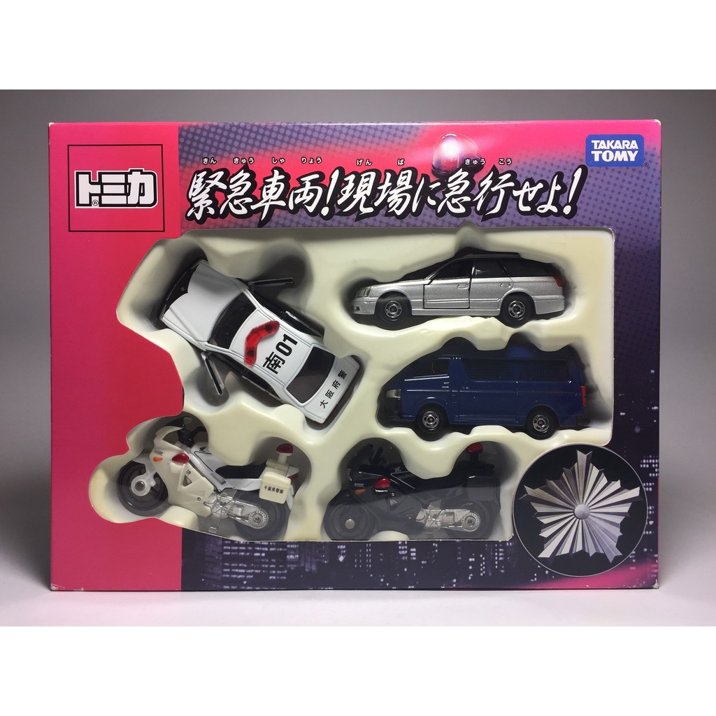 絕版逸品【TOYEE】TOMICA 緊急車輛 警車救護組 含警車 指揮車 警用機車(五車組)