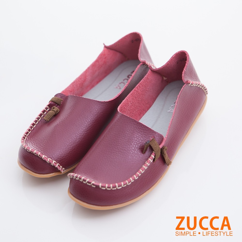 【ZUCCA】車縫線編織軟皮革包鞋-紅-z6724rd