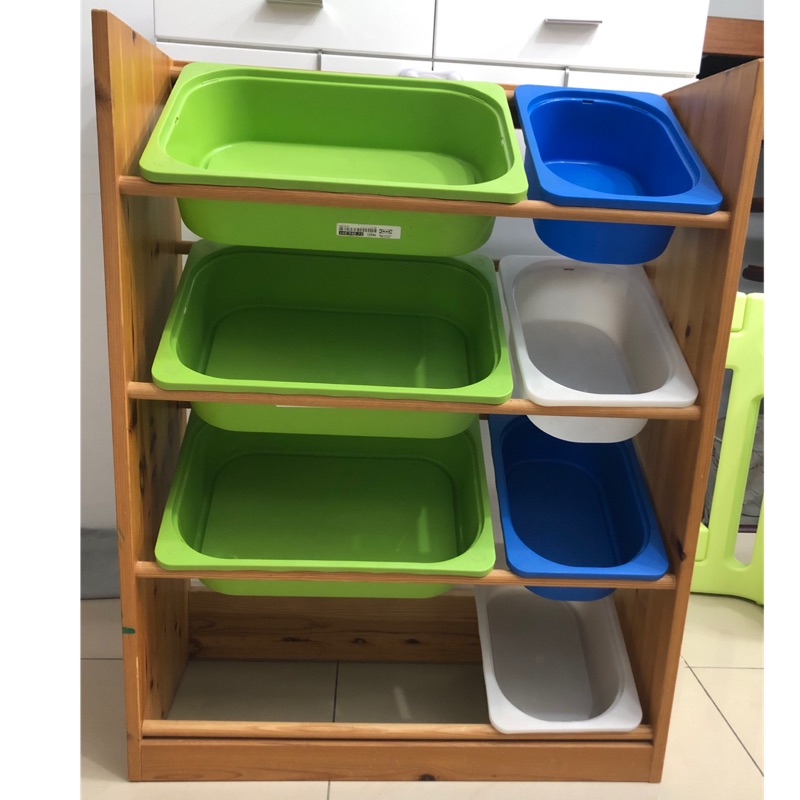 Ikea trofast 兒童玩具收納櫃 收納組合附收納盒 櫸木 淺木色 染白松木 台北市面交