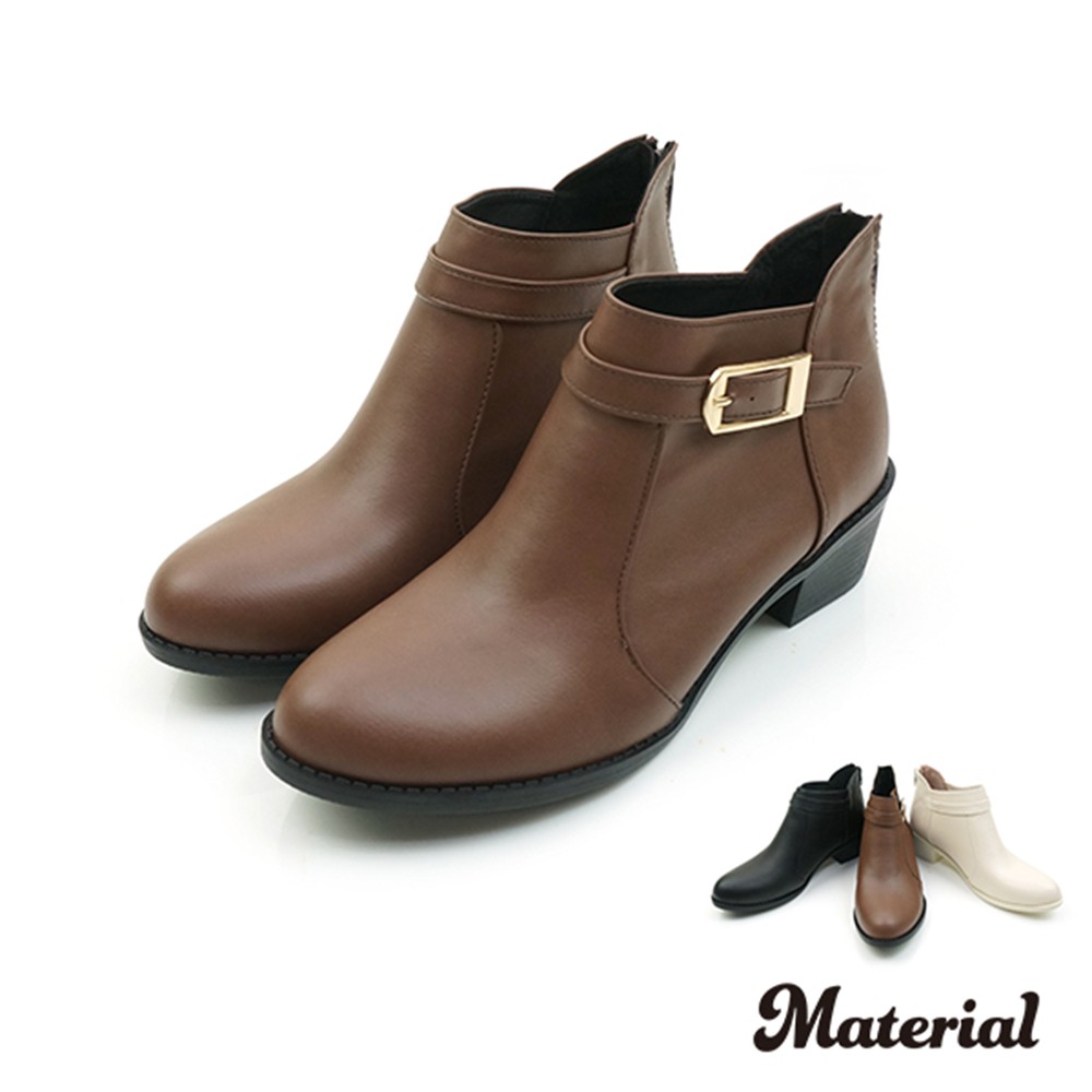 Material瑪特麗歐 【全尺碼23-27】短靴 MIT簡約側扣帶後拉鍊短靴 T7804