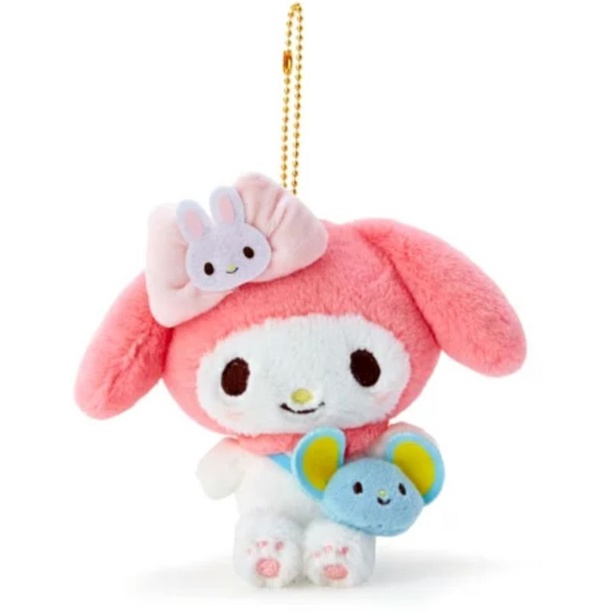 日本正版 三麗鷗 美樂蒂 好朋友 白兔 老鼠 絨毛娃娃吊飾 收藏 可愛 有牌 現貨