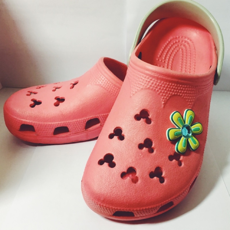 **全新正版**Crocs 鱷魚牌拖鞋粉色小花