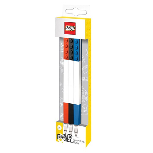 LEGO樂高周邊-積木原子筆 - 黑, 藍, 紅色 (3入)