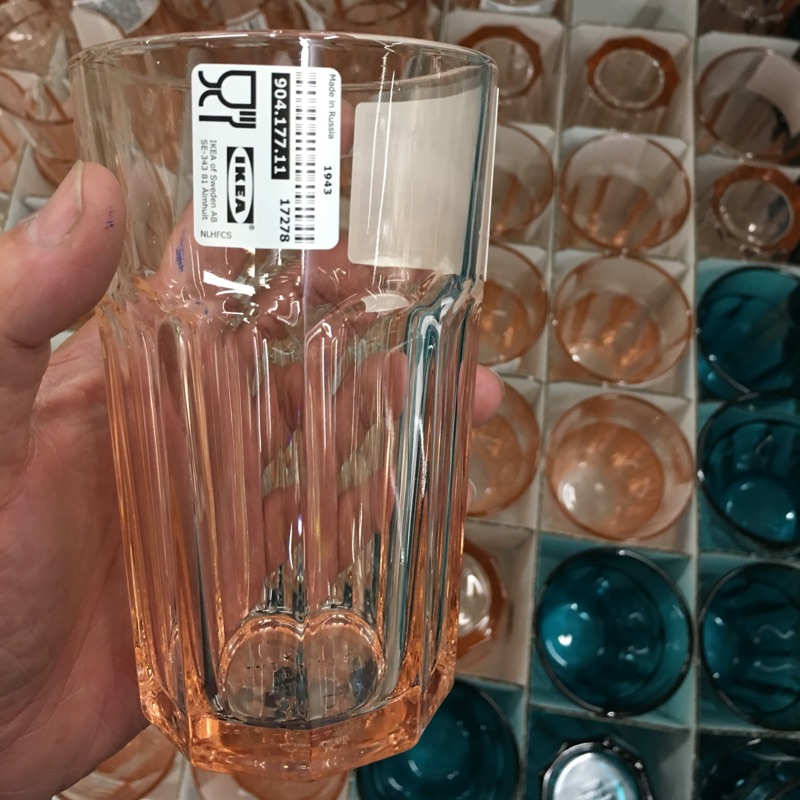 超級IKEA代購熱賣商品--粉紅色玻璃杯35厘升-玻璃杯/大容量/果汁杯/水果杯/飲料杯/咖啡杯/環保杯