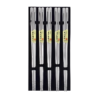 臺灣製 龍町日式方形ST筷(5雙) TL-2437 304不鏽鋼筷 方筷 方型筷 筷子 餐筷 家用筷子 環保鋼筷 環保筷
