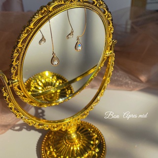 BAM飾品///現貨 韓國 格紋水晶 金屬半圈耳環 14K 百搭耳環 修飾臉型 小臉耳環