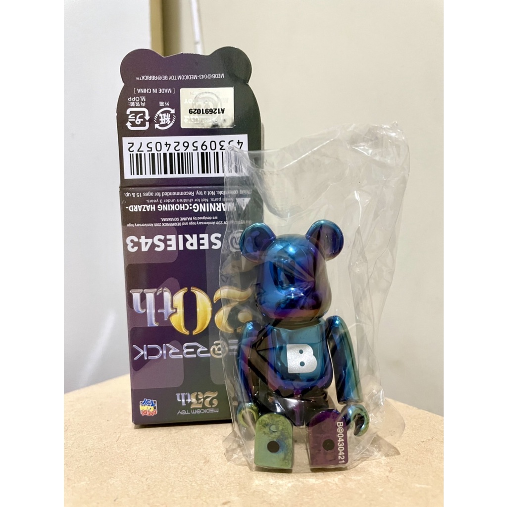 現貨 BE@RBRICK 43代 庫柏力克熊 100% 子母熊 電鍍字母熊 藍色電鍍