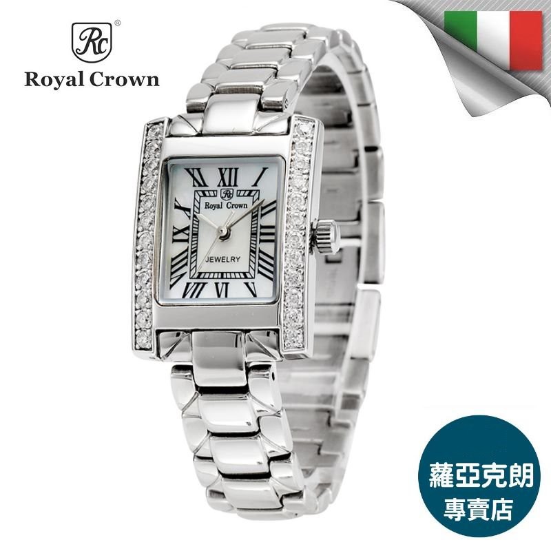 蘿亞克朗 Royal Crown 日本機芯6306S 金色華貴氣質鑲鑽 手錶 金屬鑲鑽鏈帶  歐洲 義大利品牌精品 女錶
