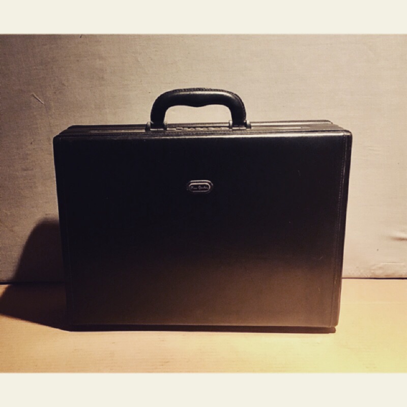 Pierre Cardin 黑色 伸縮 皮質 手提箱 行李箱 公事包 提箱