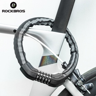 Rockbros 自行車電纜鎖密碼鎖防盜反光摩托車鎖便攜式電動自行車鎖耐用鋼鎖