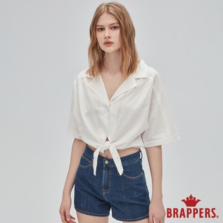BRAPPERS 女款 西裝領綁帶短版襯衫-白