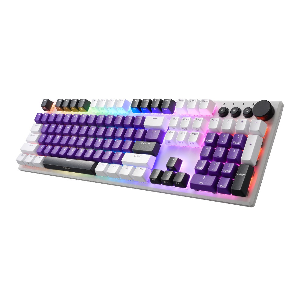 irocks K74R 機械式鍵盤-熱插拔Gateron軸-RGB背光-白紫晶 現貨 廠商直送